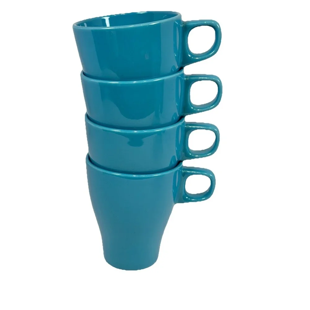 IKEA DINERA Turquoise Blue Coffee Mug Scandinavian Modern‎ Tapered Ceramic Cup